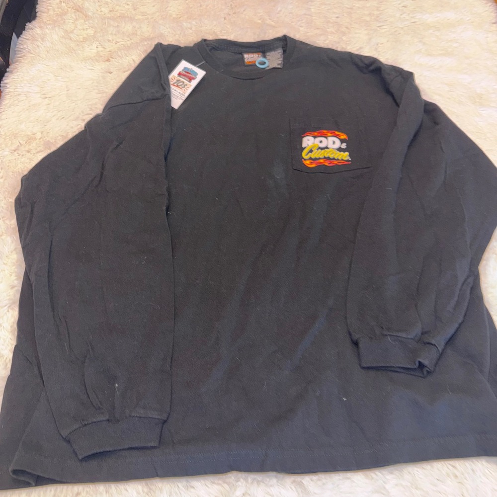 Rod & Custom Magazine Long Sleeve Shirt Mens XXL Black New Hot Rod Flame Graphic